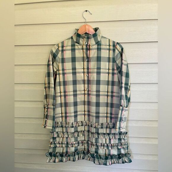 TUCKERNUCK sage green Tartan plaid Celia dress size XS preppy classy modern EUC - Picture 6 of 16